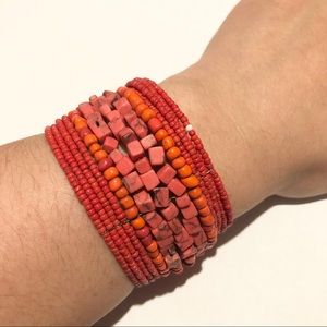 Light red beaded bracelet